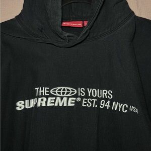 Supreme Black Hoodie with White Embroidery